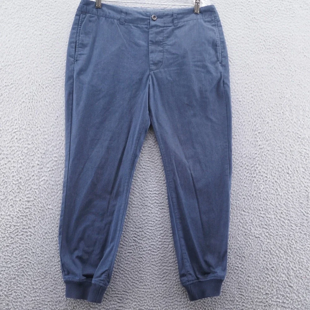 J Crew Mens Blue Cotton Blend Jogger Pants Ribbed Cuffs Size 33 Casual